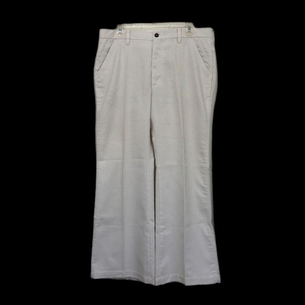 Vintage Levis Panatela Pants Mens 36x30 White Wide Leg 1970s Disco Slacks Retro
